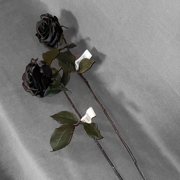 Set of Two Faux Black Roses - Picture 2 of 4